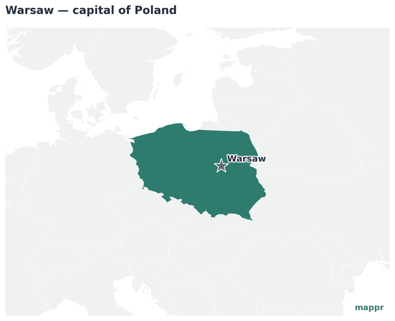 Map showing the location of Warsaw, the capital of Poland