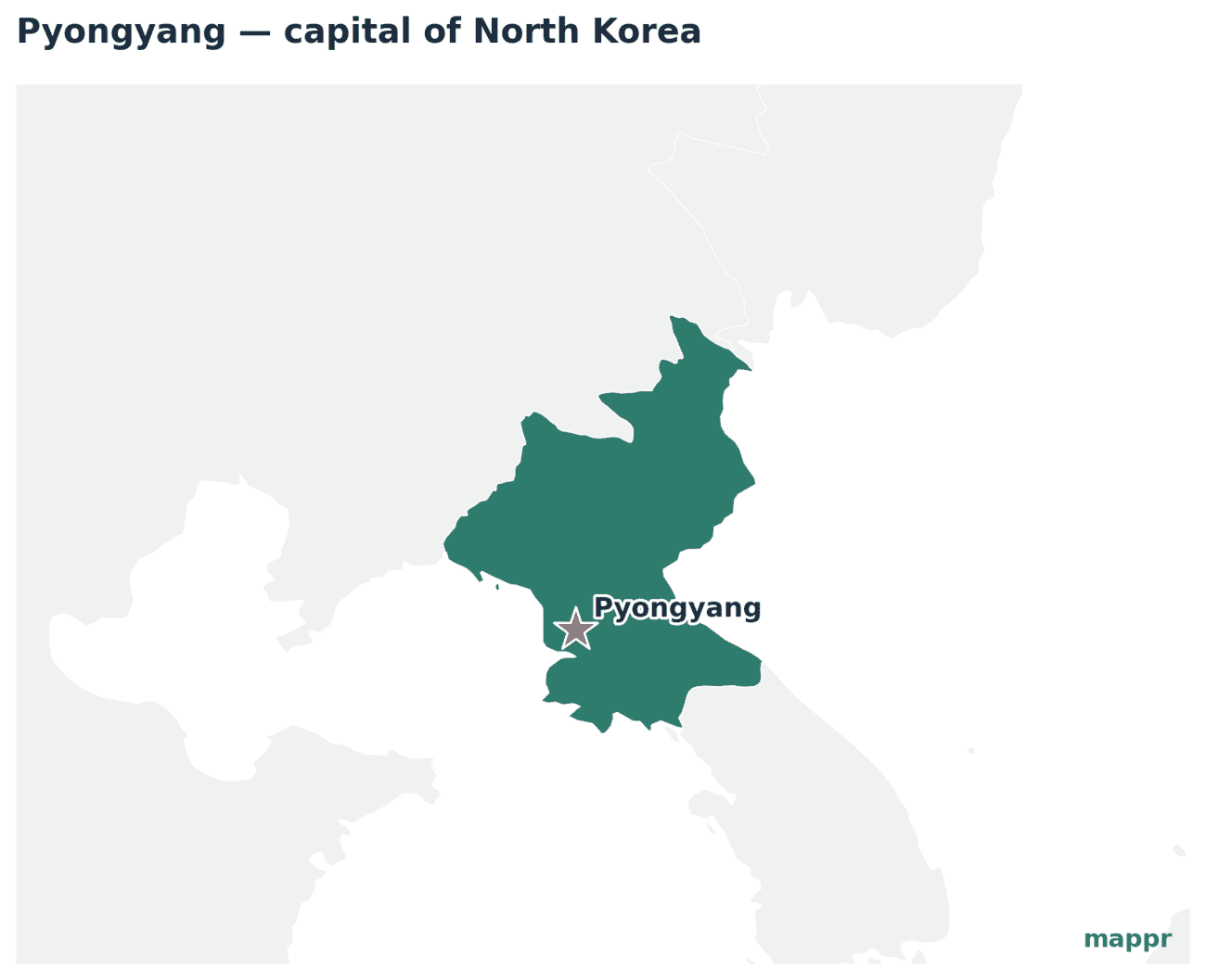 Map showing the location of Pyongyang, the capital of North Korea