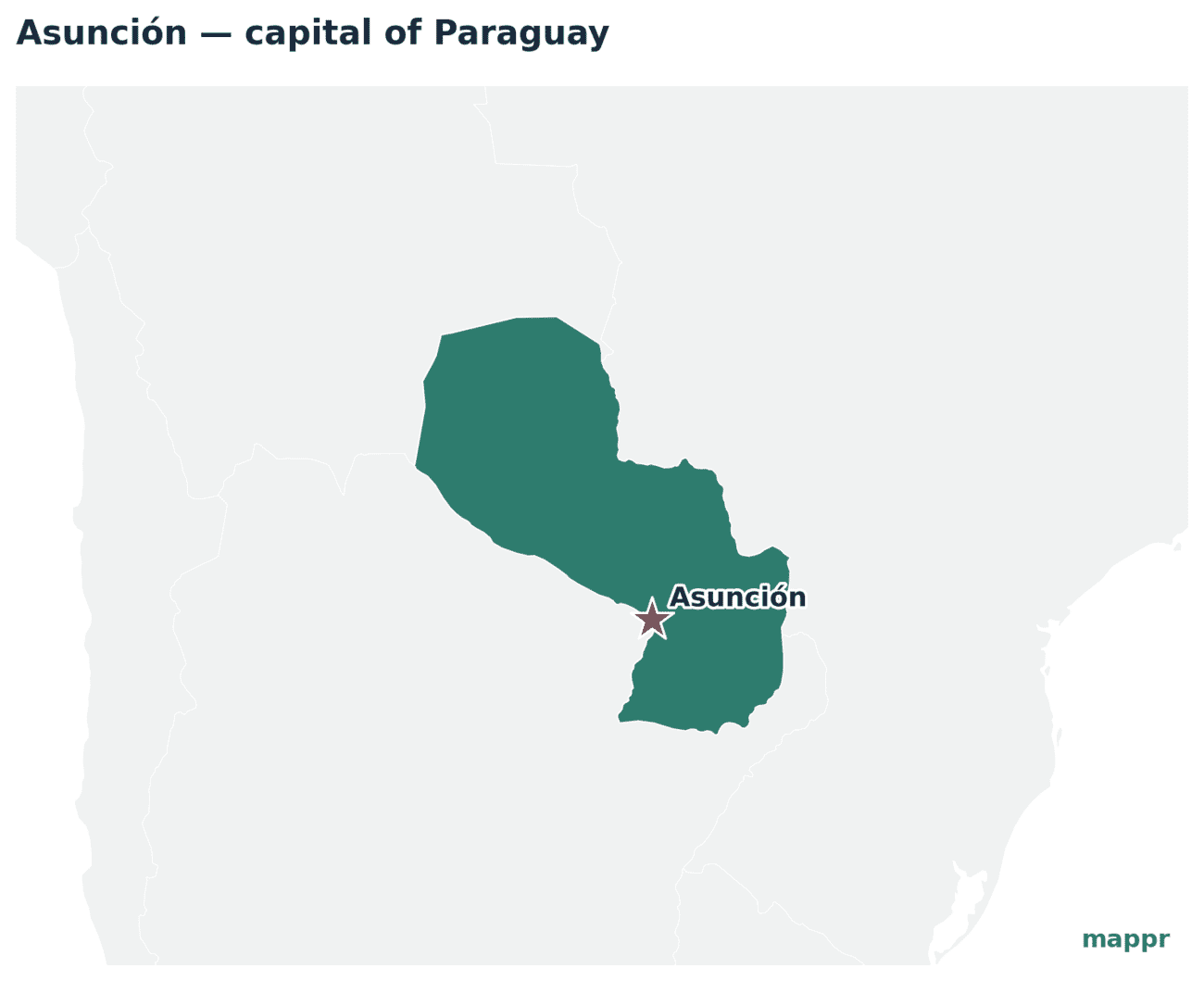 Map showing the location of Asunción, the capital of Paraguay