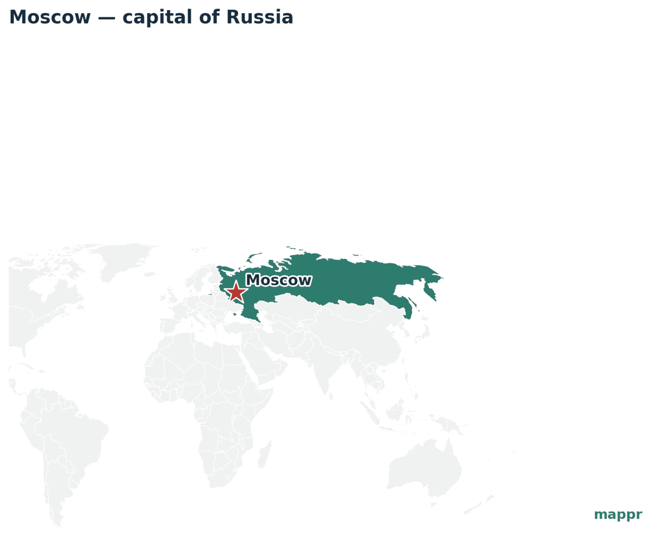Map showing the location of Moscow, the capital of Russia