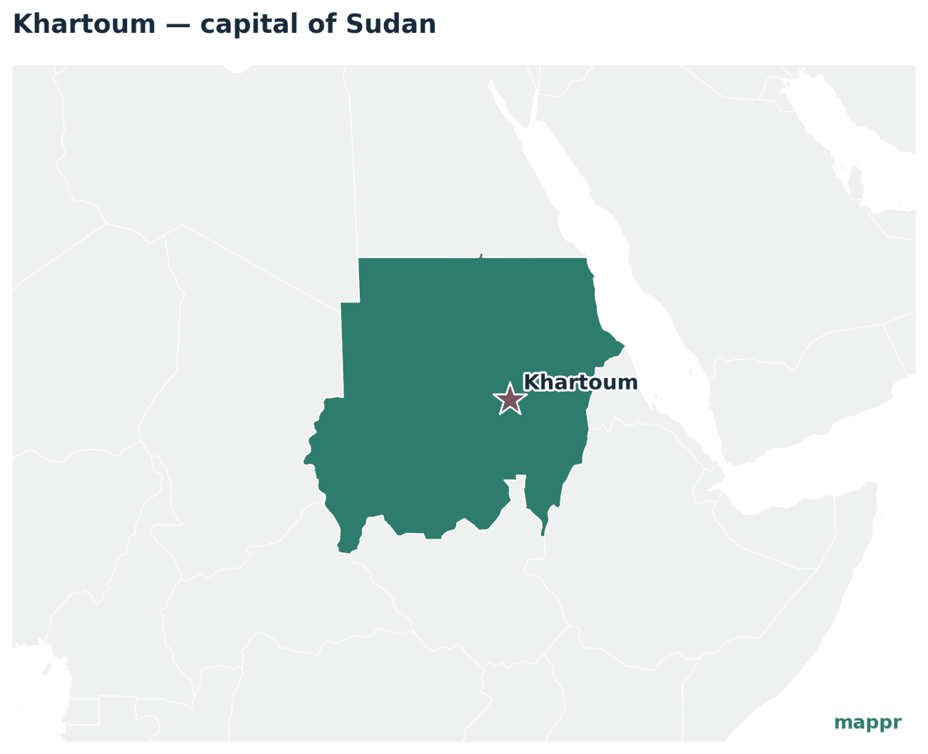Map showing the location of Khartoum, the capital of Sudan