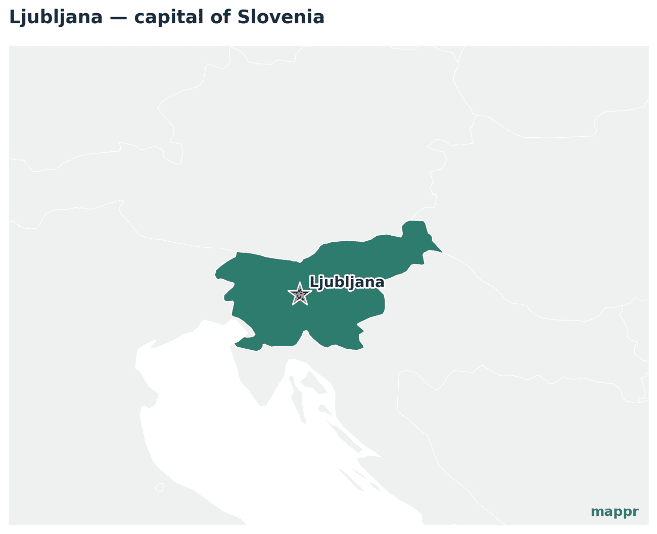 Map showing the location of Ljubljana, the capital of Slovenia