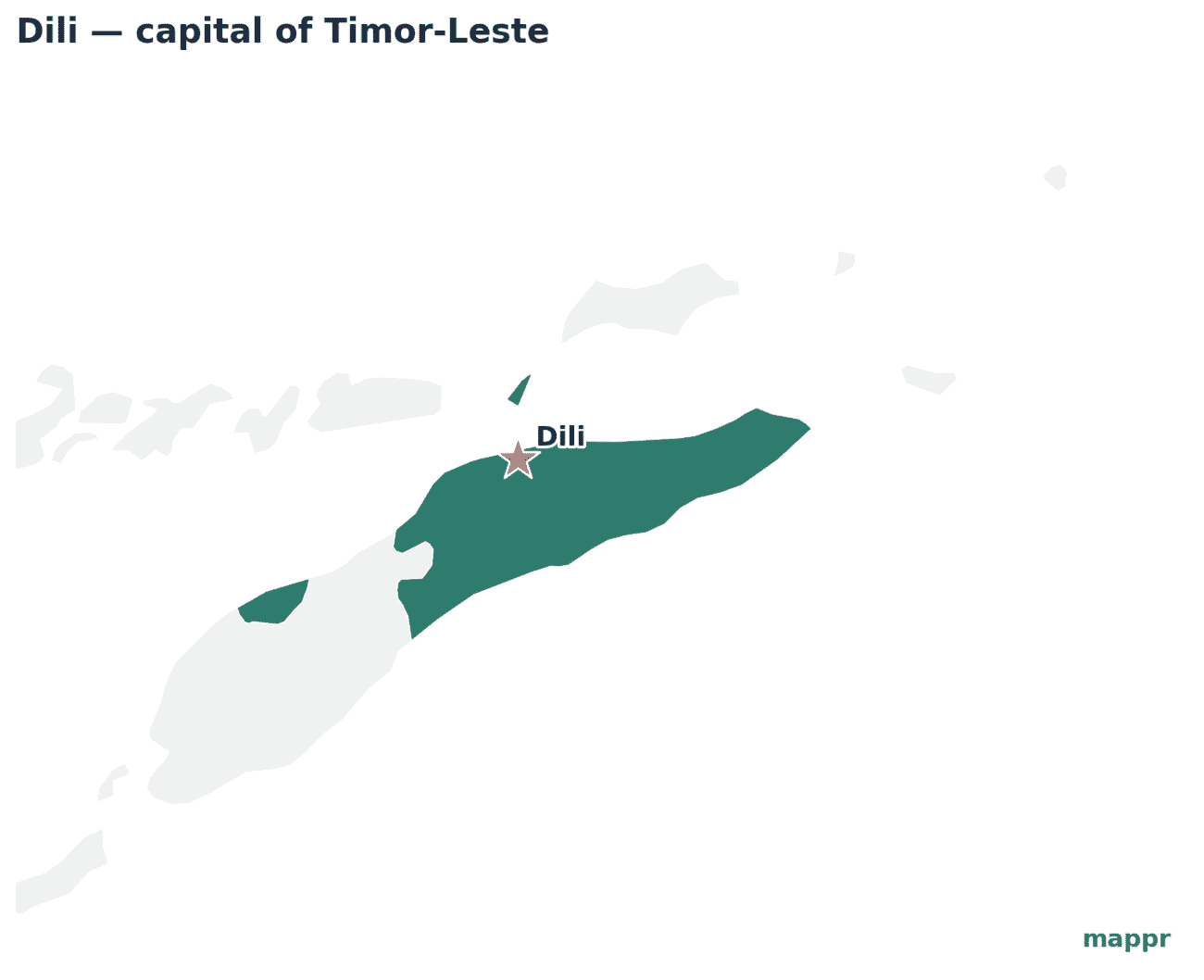 Map showing the location of Dili, the capital of Timor-Leste