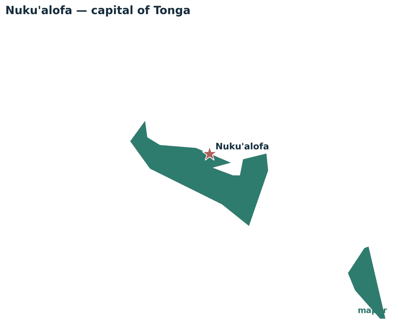 Map showing the location of Nuku'alofa, the capital of Tonga