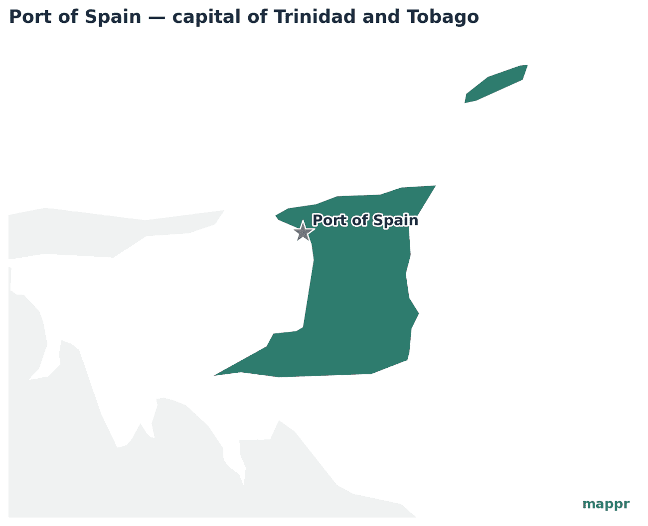Map showing the location of Port of Spain, the capital of Trinidad and Tobago