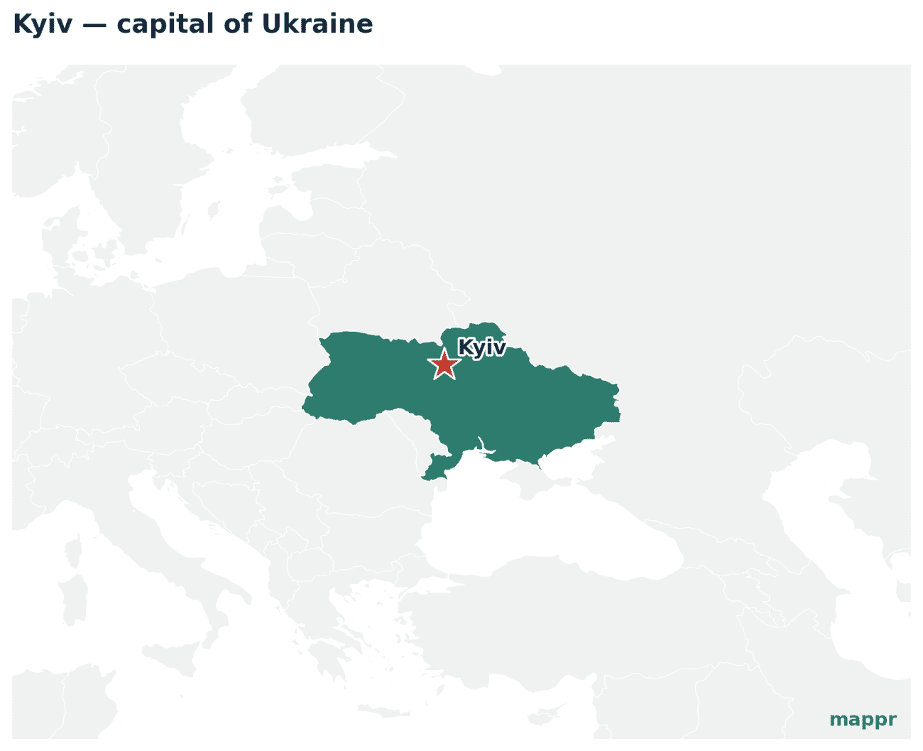 Map showing the location of Kyiv, the capital of Ukraine