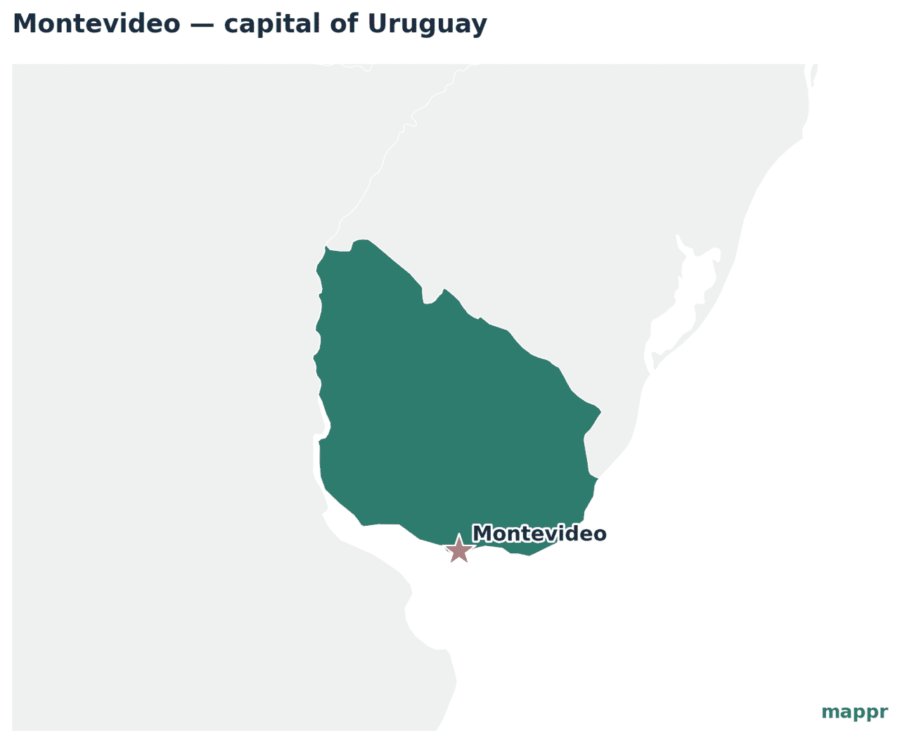 Map showing the location of Montevideo, the capital of Uruguay