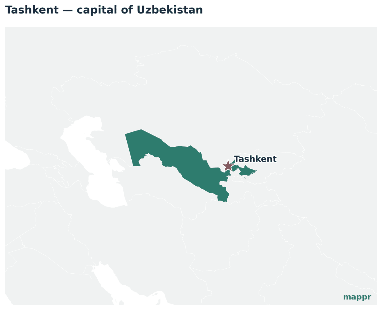 Map showing the location of Tashkent, the capital of Uzbekistan