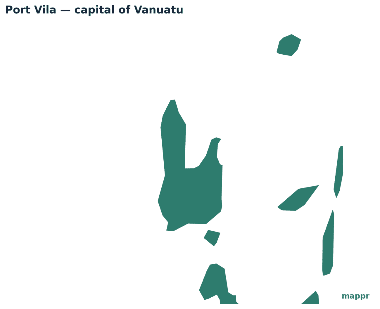 Map showing the location of Port Vila, the capital of Vanuatu