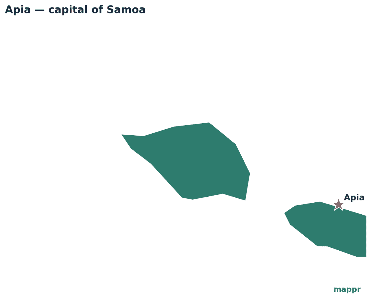 Map showing the location of Apia, the capital of Samoa