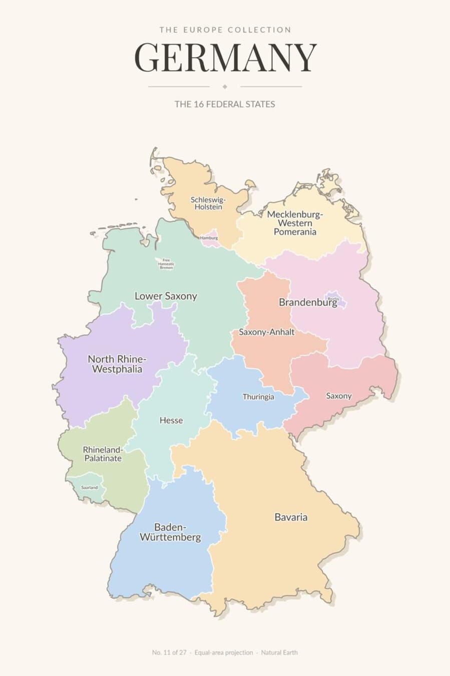 Map of Germany showing its 16 federal states