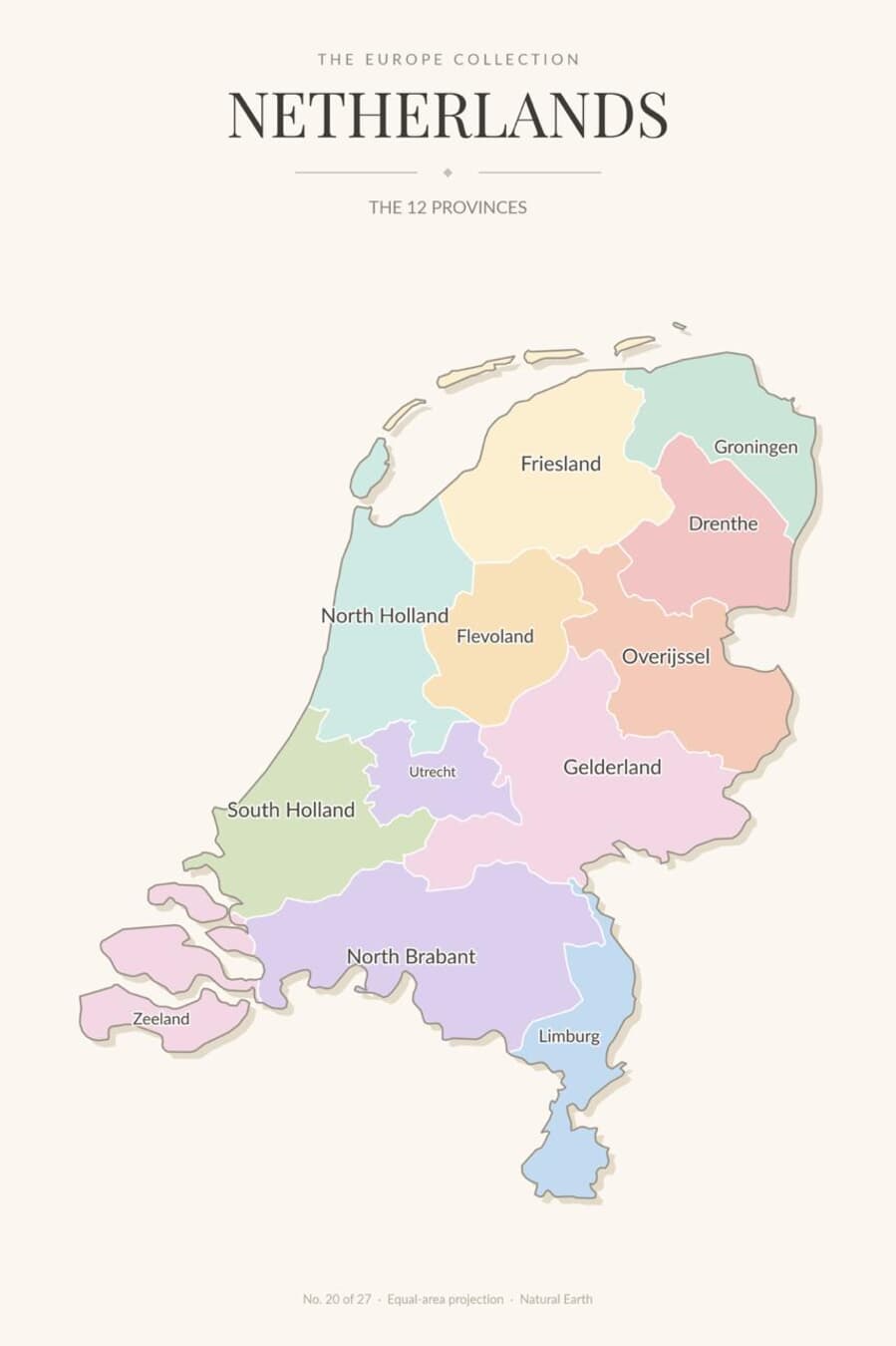 Map of The Netherlands showing its 12 provinces