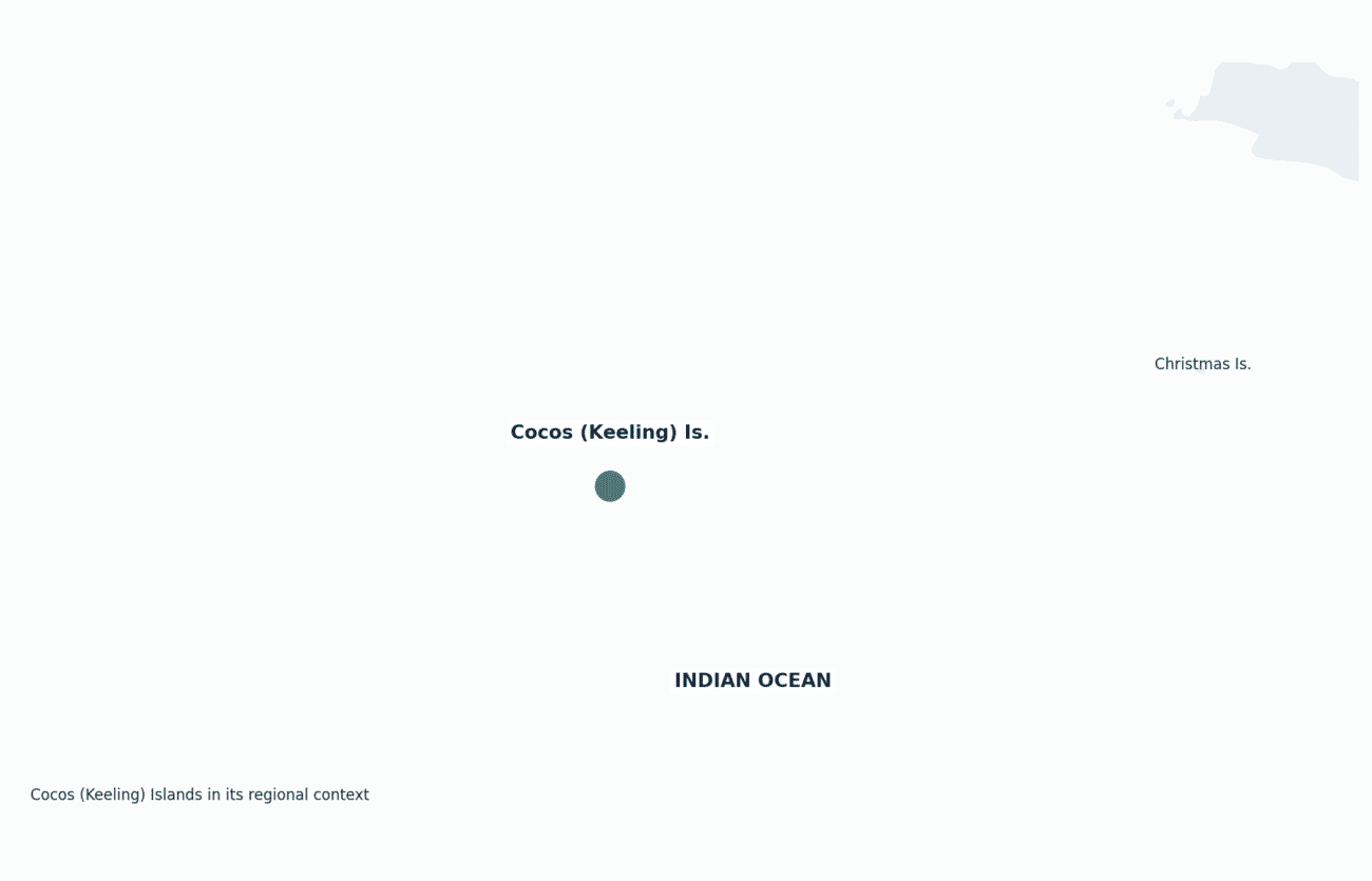 Cocos (Keeling) Islands shown in its regional setting