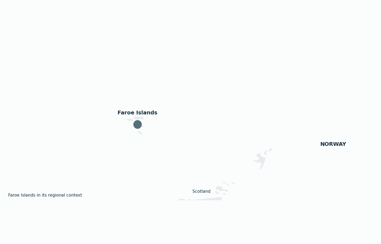 Faroe Islands shown in its regional setting