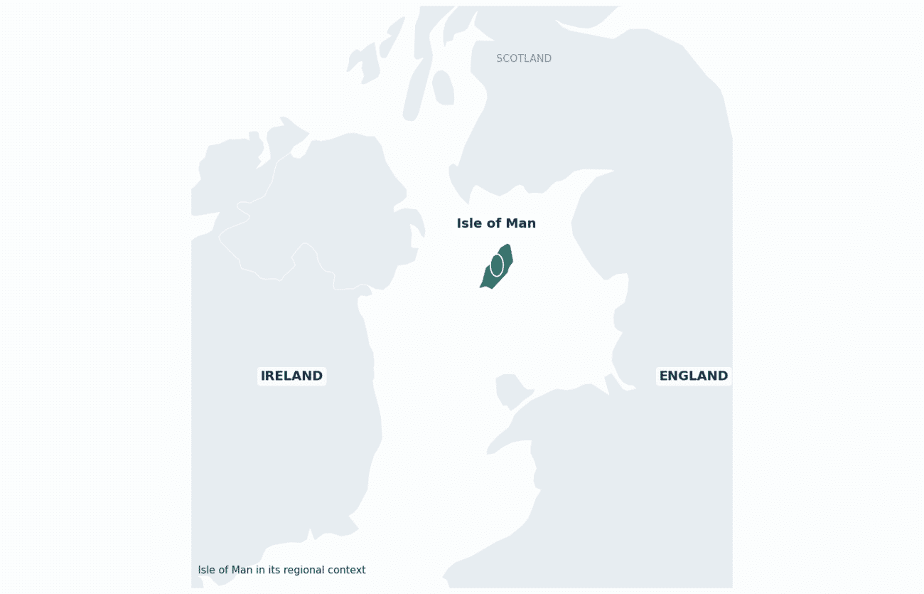 Isle of Man shown in its regional setting