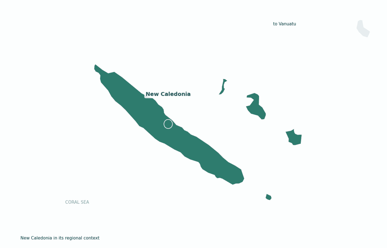New Caledonia shown in its regional setting