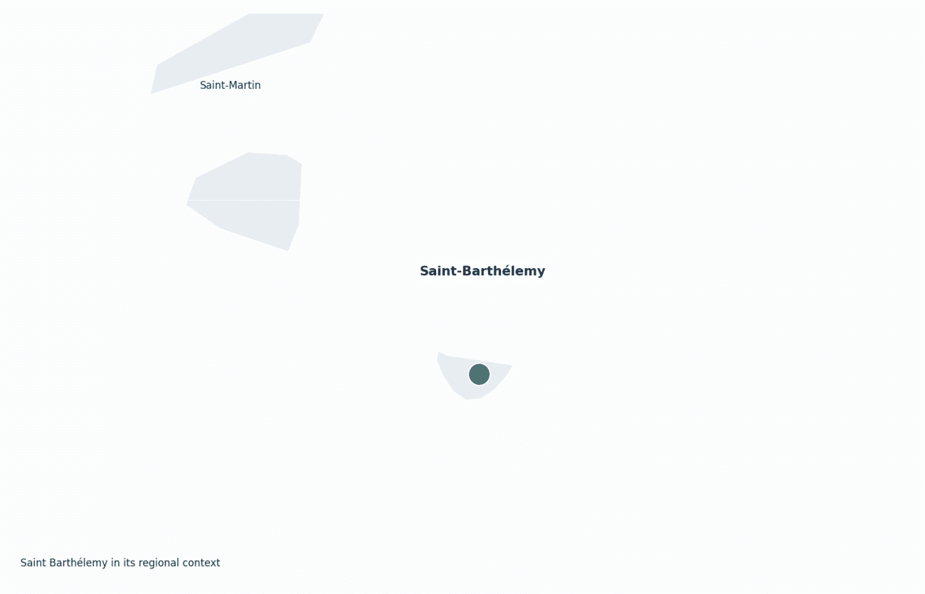 Saint Barthélemy shown in its regional setting