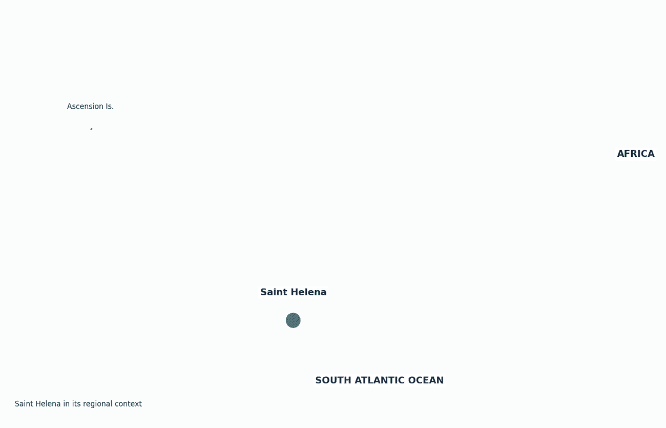 Saint Helena shown in its regional setting
