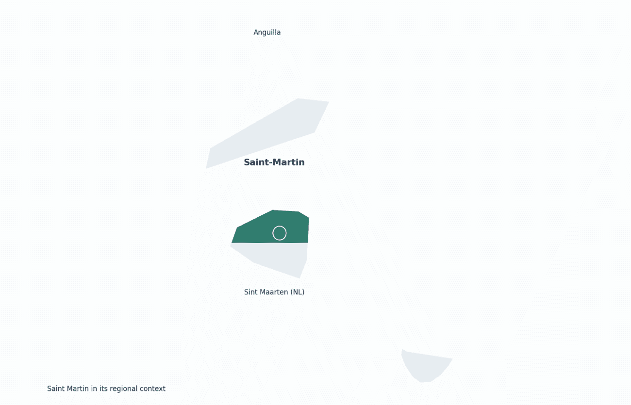 Saint Martin shown in its regional setting