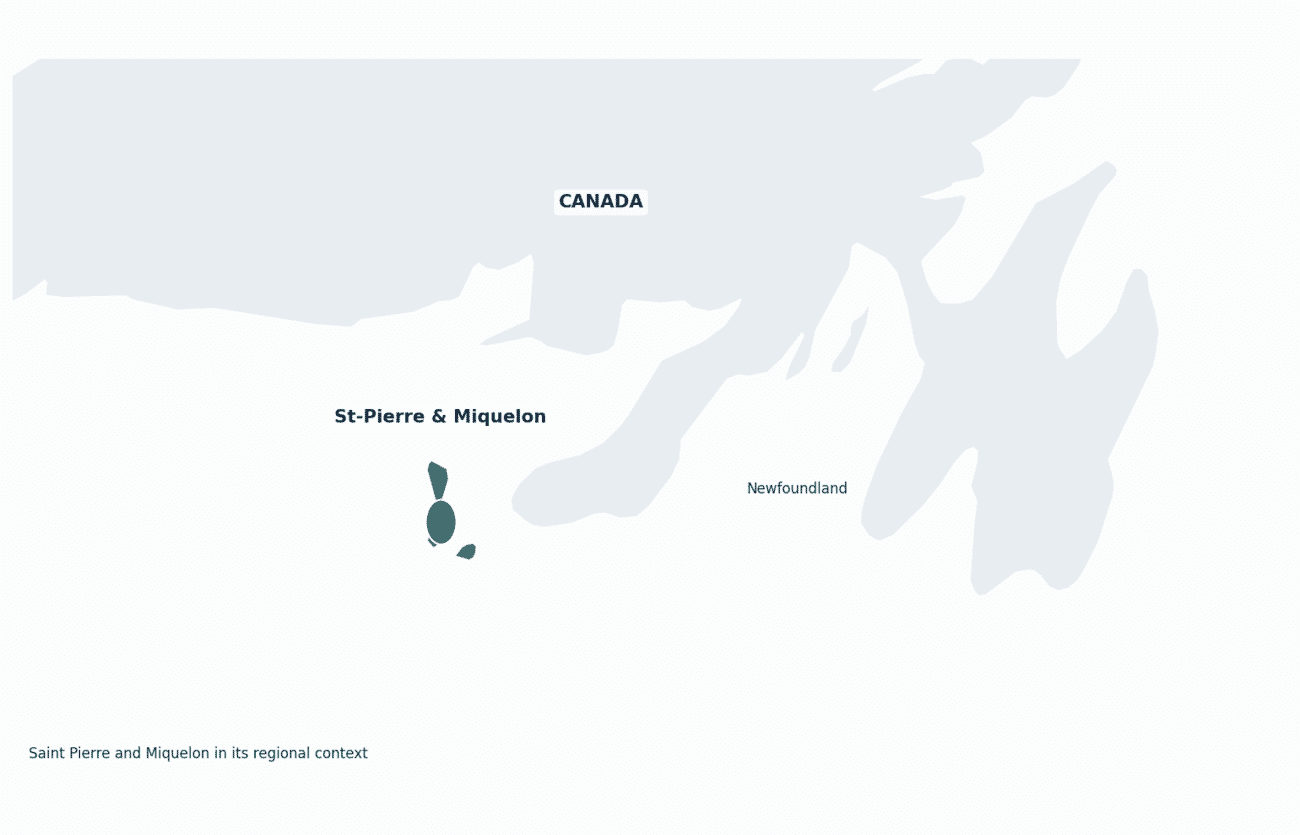 Saint Pierre and Miquelon shown in its regional setting