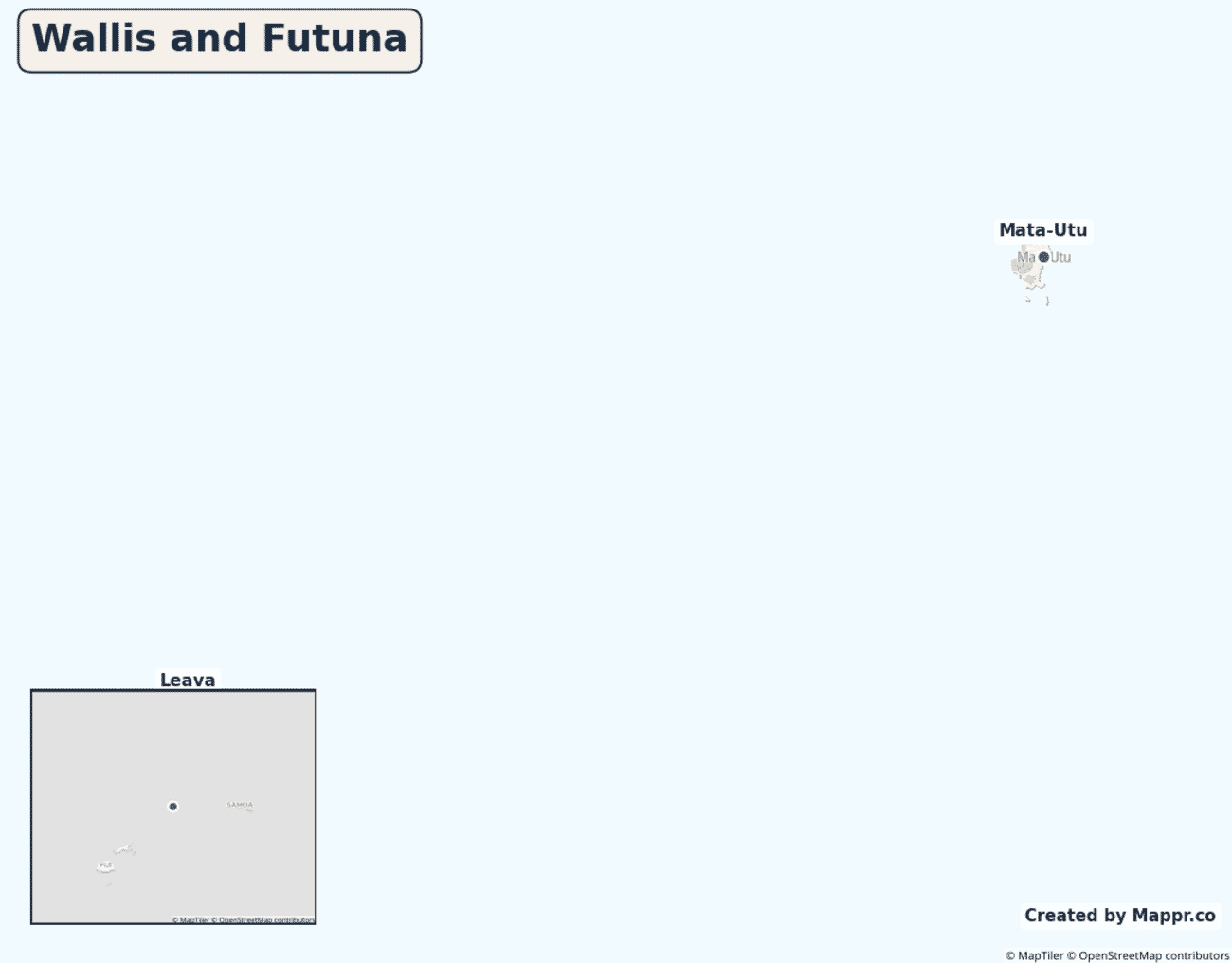 Detailed map of Wallis and Futuna showing its main towns