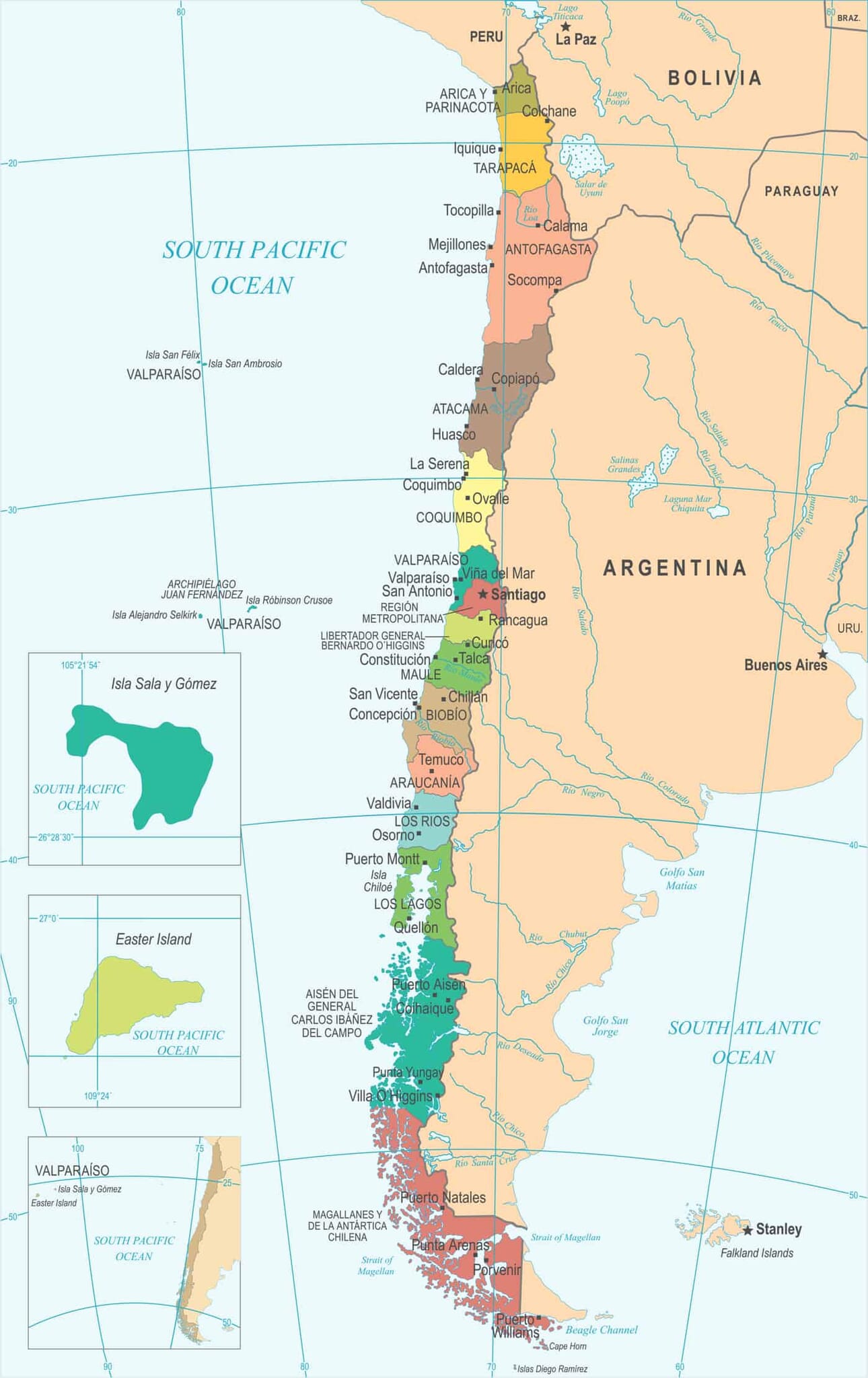 Chile Political Map - Country Informations and Images