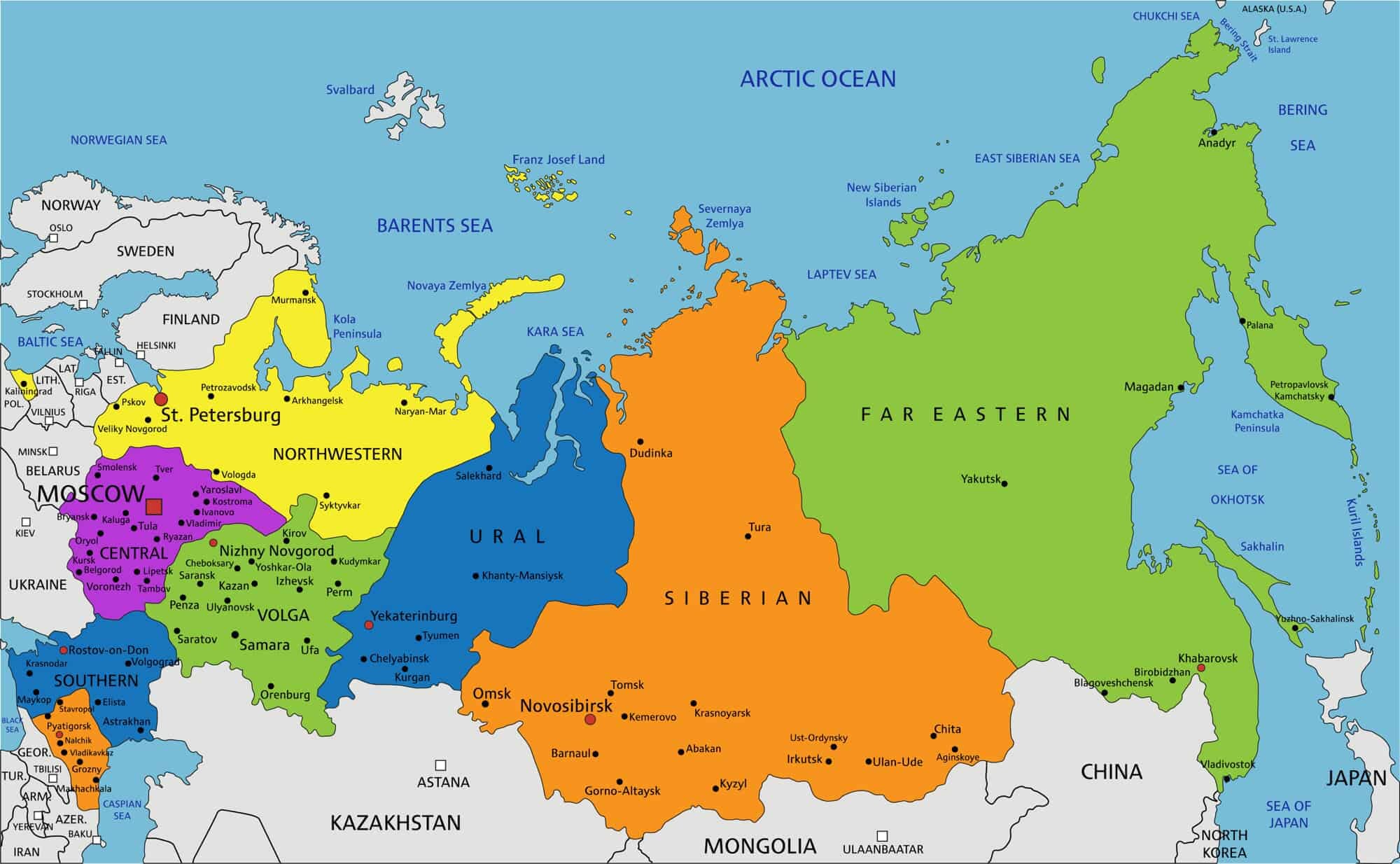 Current Russian Map   Russia Political Map Regions And Cities 