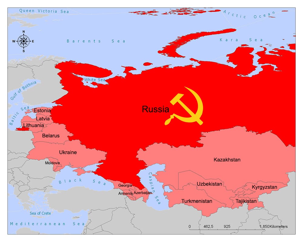 Soviet Union Map Union Of Soviet Socialist Republics Ussr Mappr