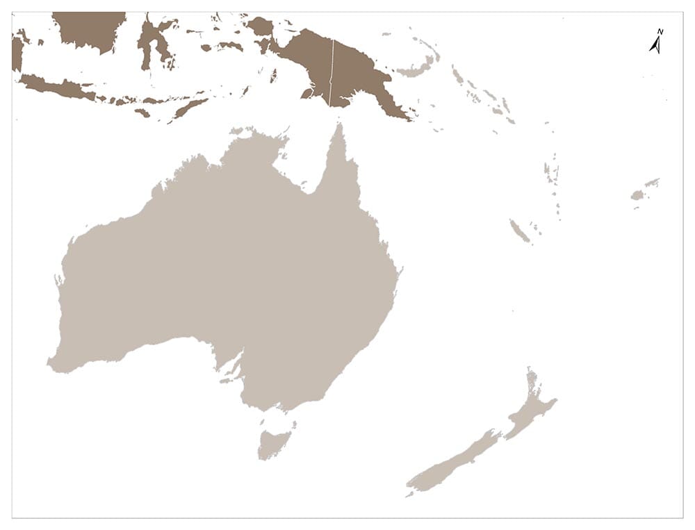  kaart van het continent Australië en Oceanië