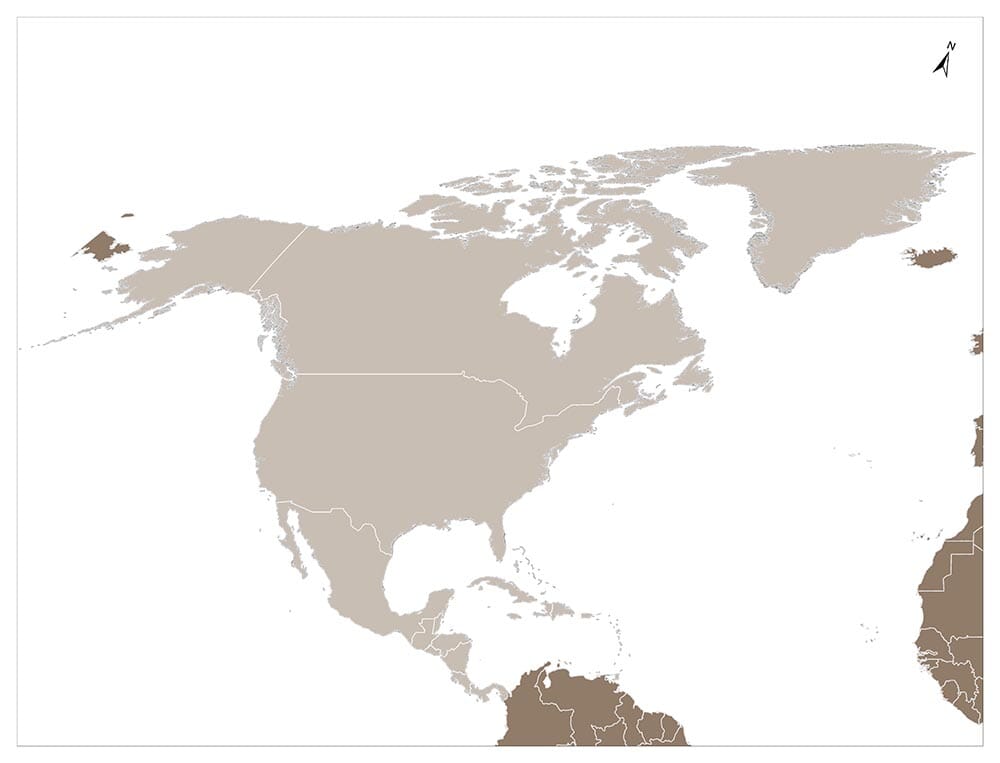 Mapa kontynentu północnoamerykańskiego