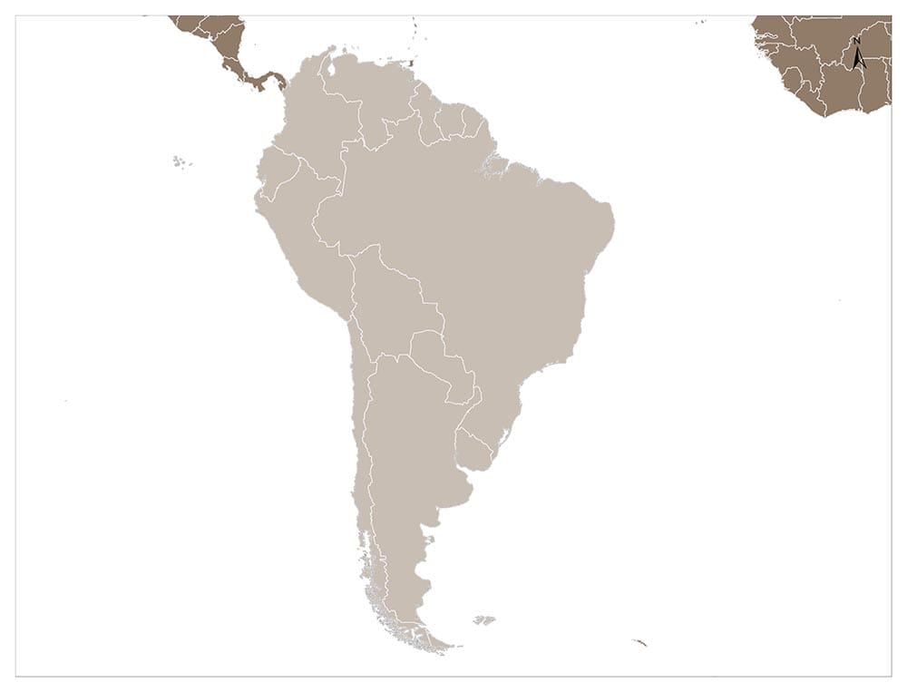  kaart van het zuid-Amerikaanse continent
