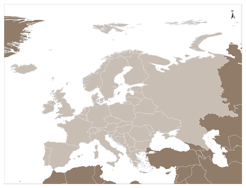  mapa evropského kontinentu