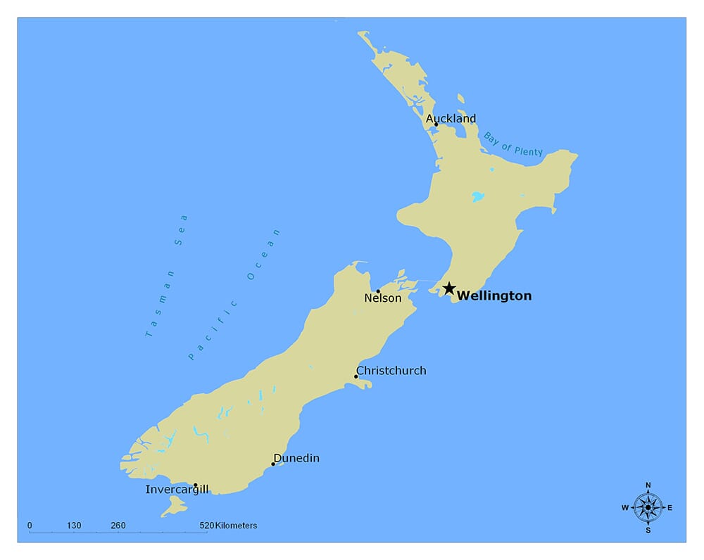 Wellington, the capital city of New Zealand.