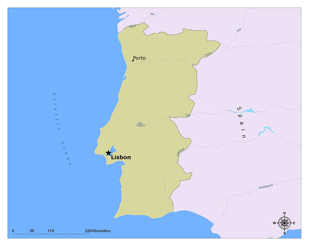 Map of Portugal: Portugal, officially called the Portuguese Republic, is  the westernmost coun…