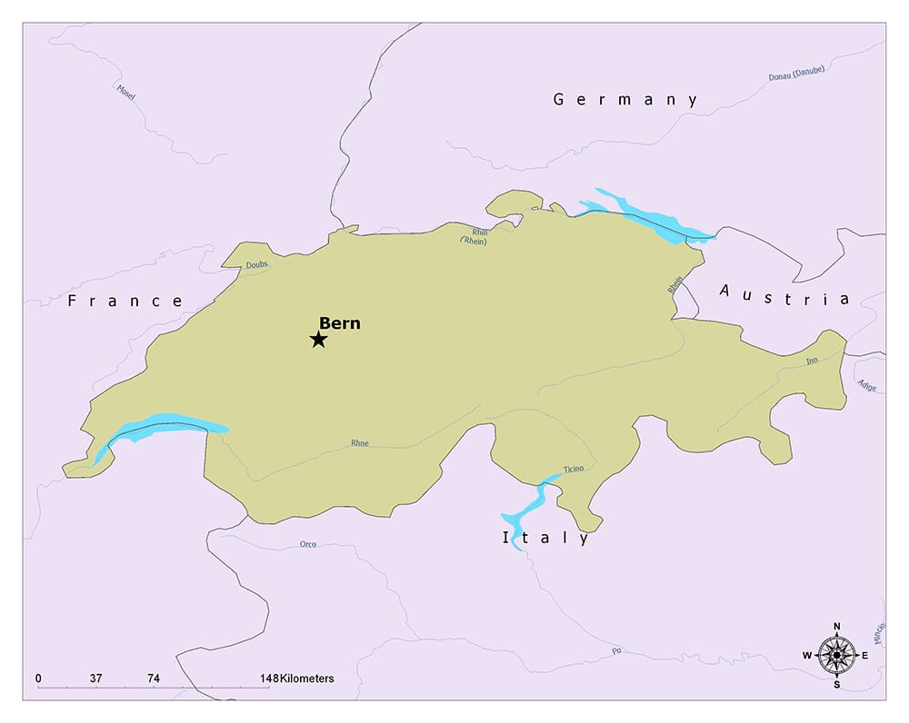 map of switzerland with cities