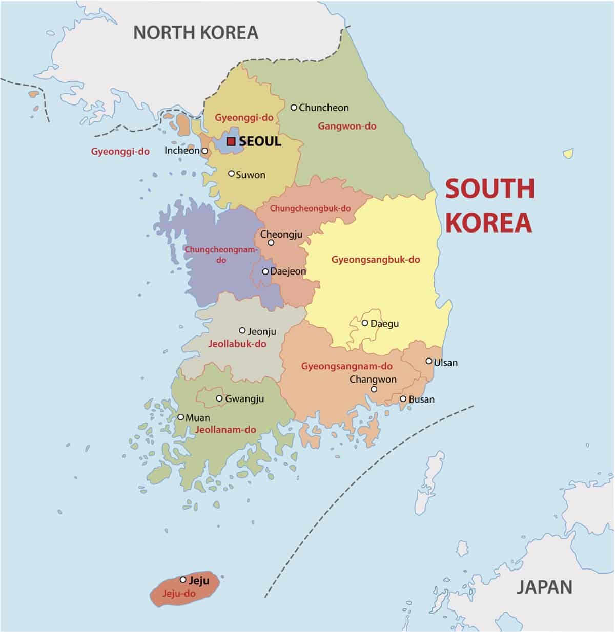 South Korea District Map South Korea Political Map | Mappr