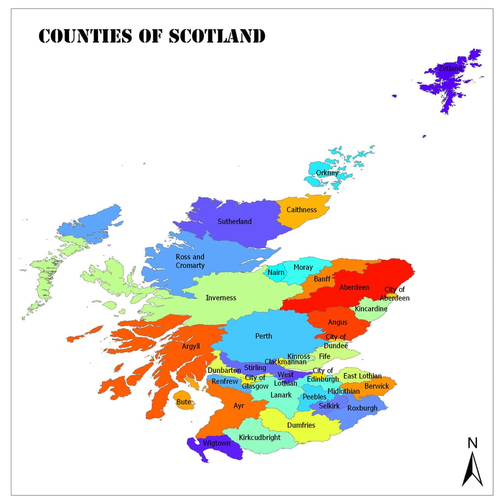 Scotland Admin Map Counties of Scotland / Shires of Scotland / Council Areas of Scotland ...