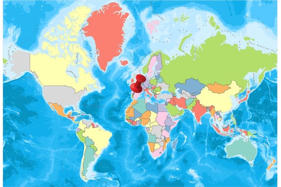 Portugal on the World Map