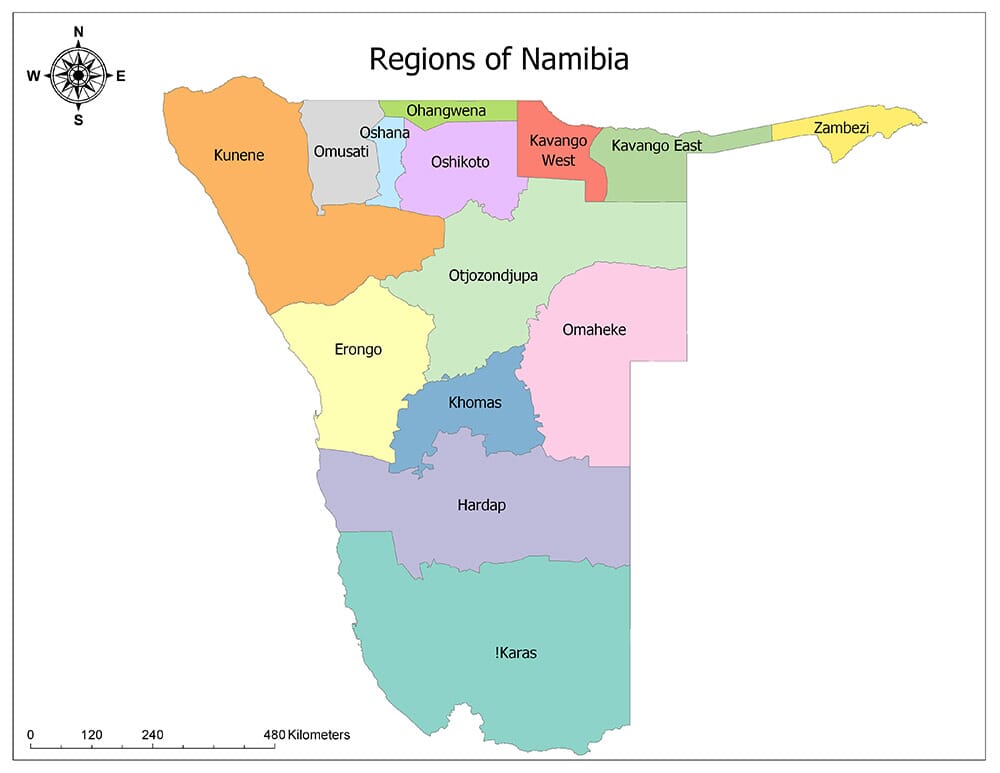 Regions of Namibia | Mappr