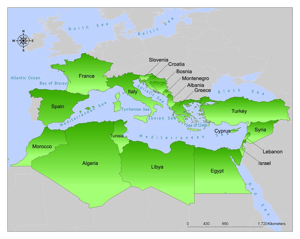 Map Of Eastern Mediterranean Countries