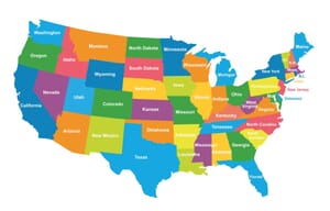 usa colored regions map