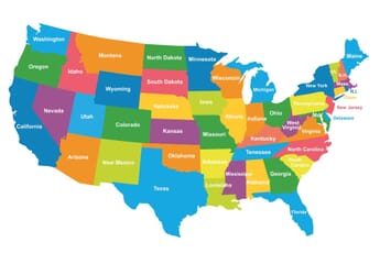usa colored regions map
