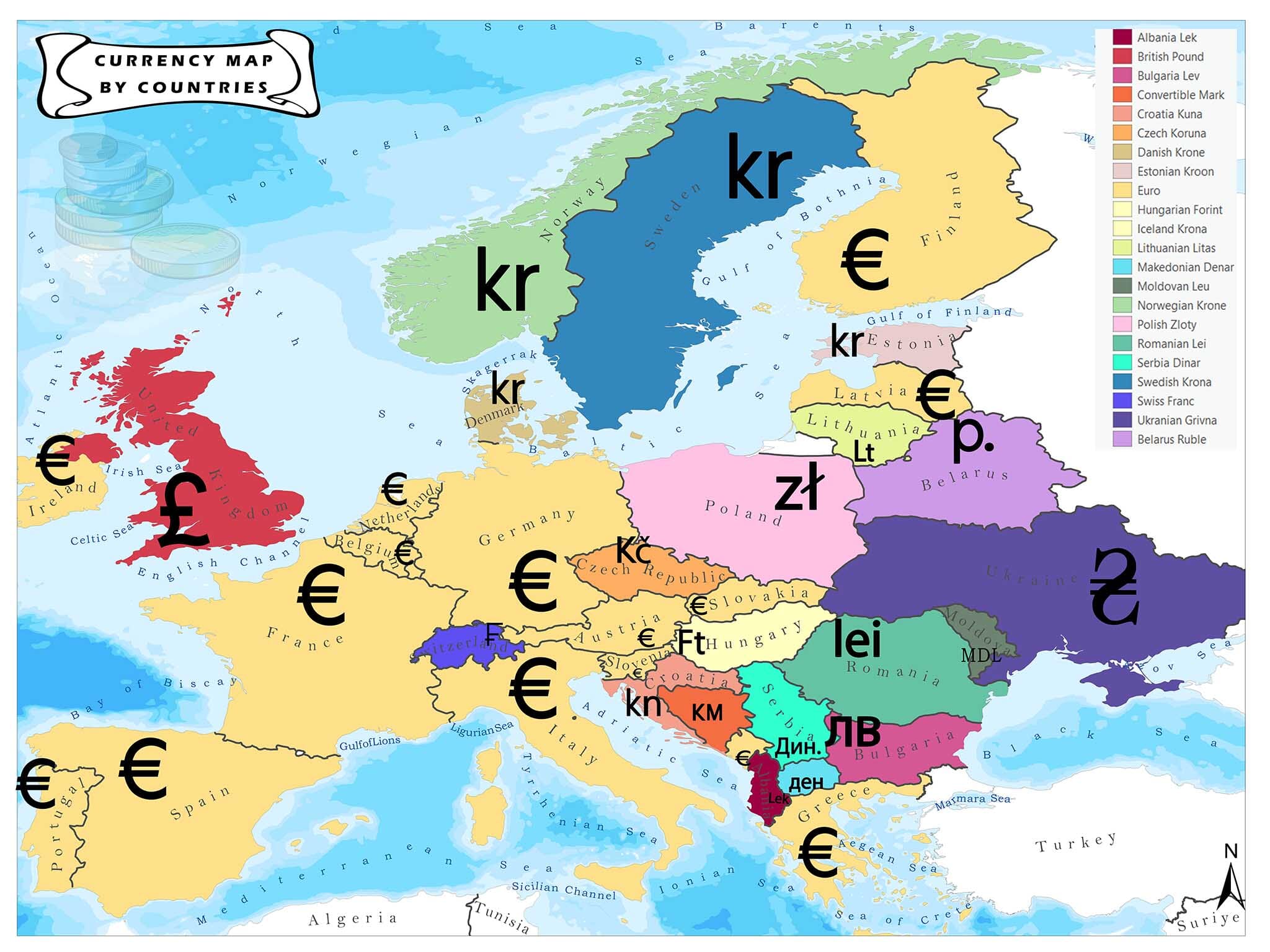 Map Of Countries Using Euro - Jobie Concordia