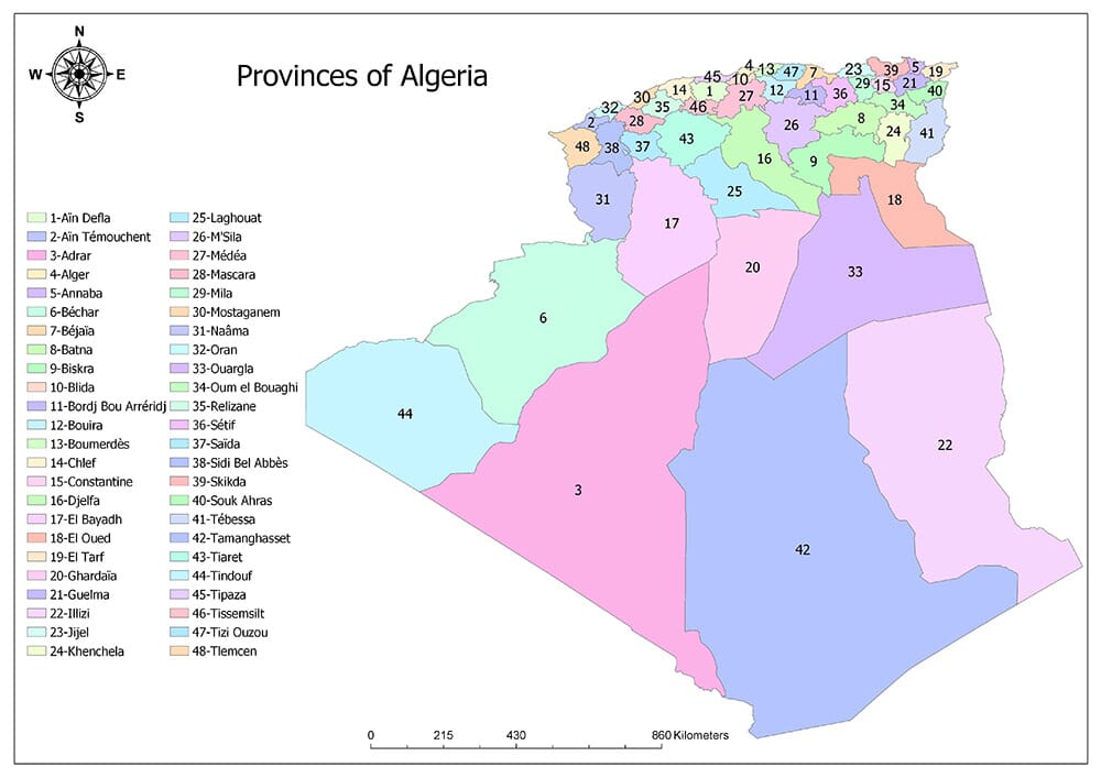 Provinces of Algeria Map
