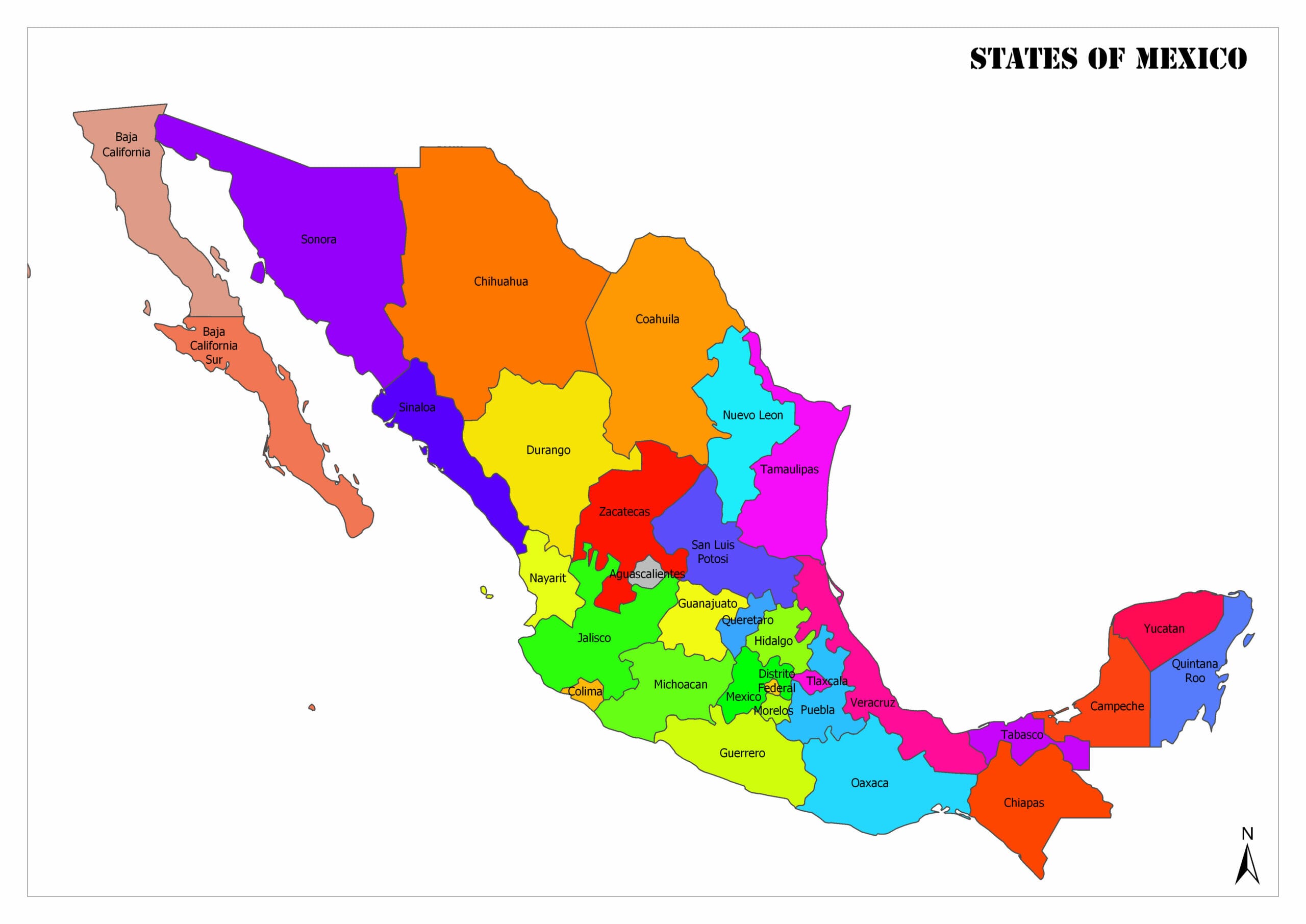 Mexico States Map Labeled Vector Mexico Map By State Vrogue Co   Image 74 