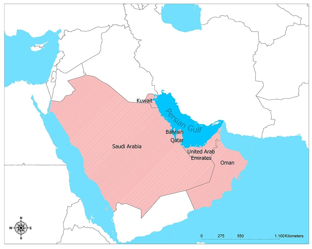 Persian Gulfcountries Gulf Cooperation Council Gulf War Mappr 1993