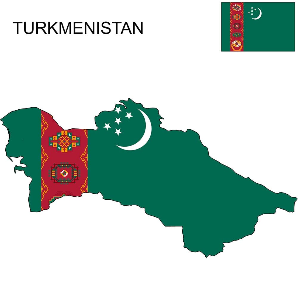 Turkmenistan Flag Map and Meaning | Mappr