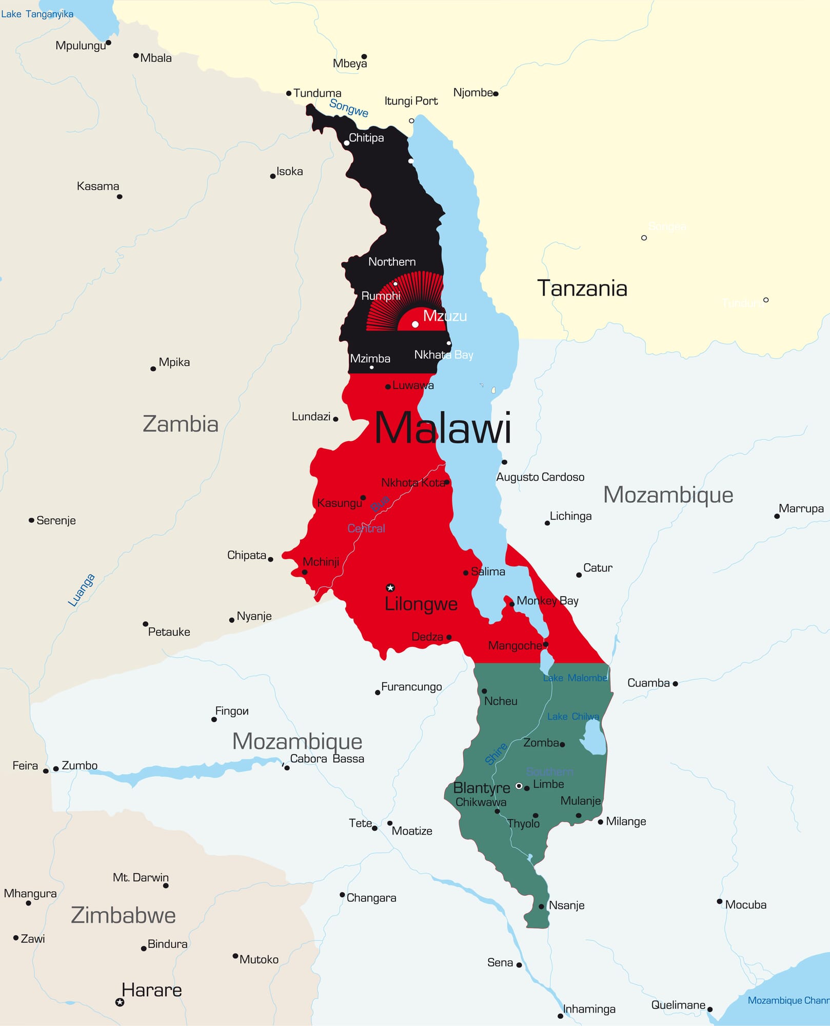 Malawi Maps Geography Facts Mappr   Malawi Map 