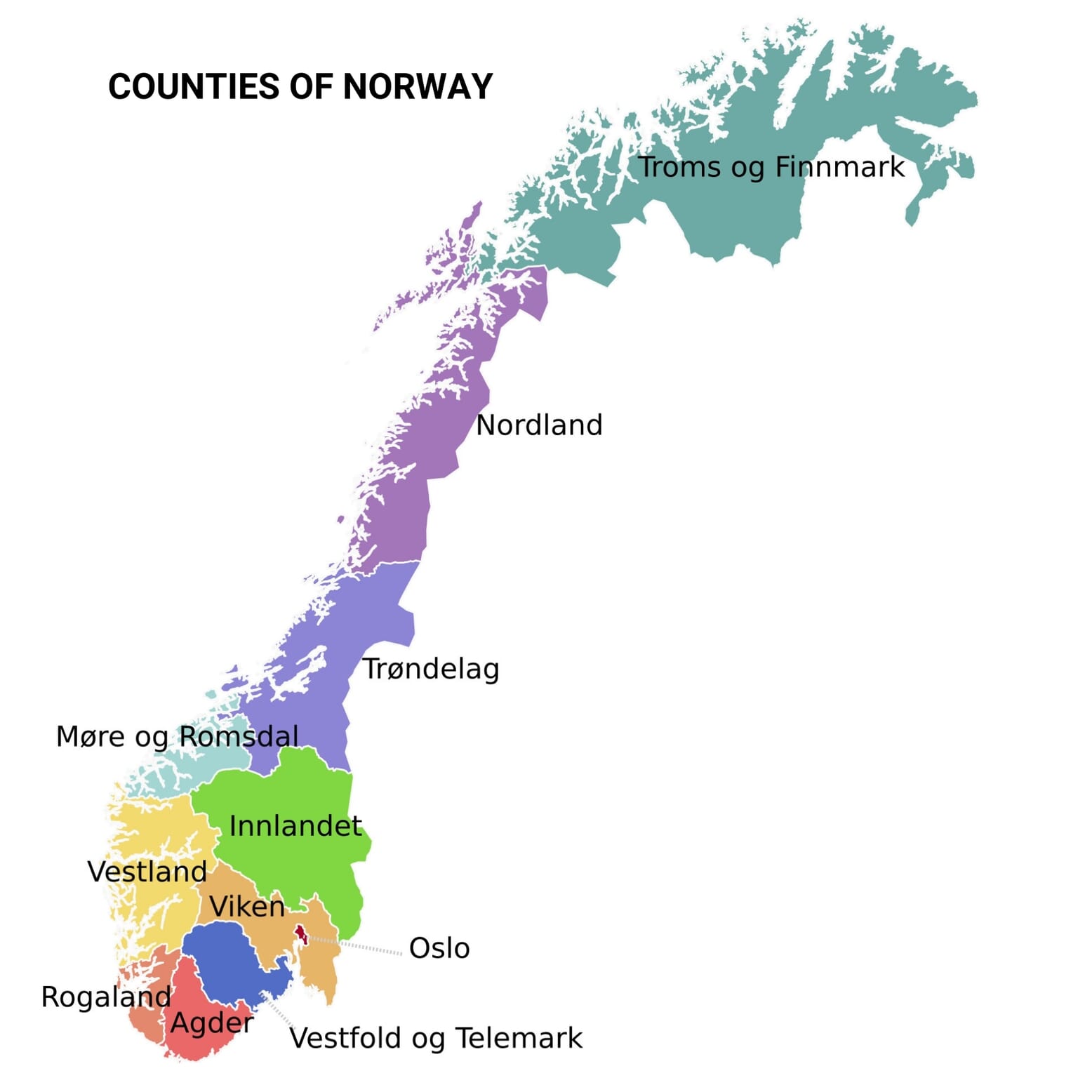 Counties of Norway | Mappr