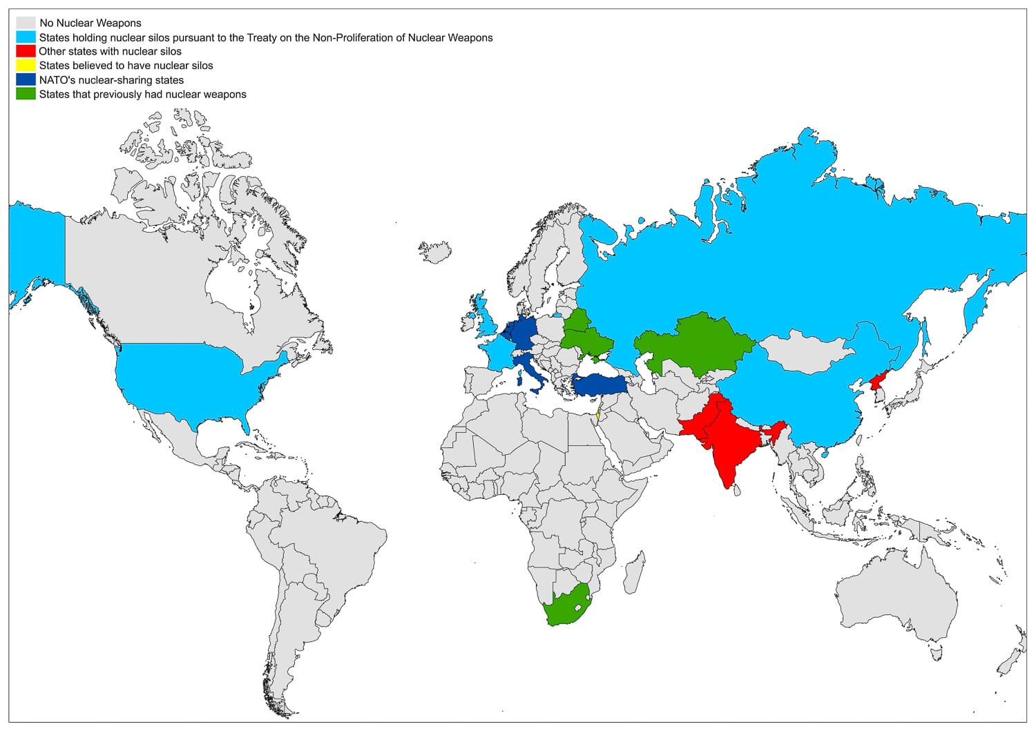 Map of Countries with Nuclear Weapons Mappr